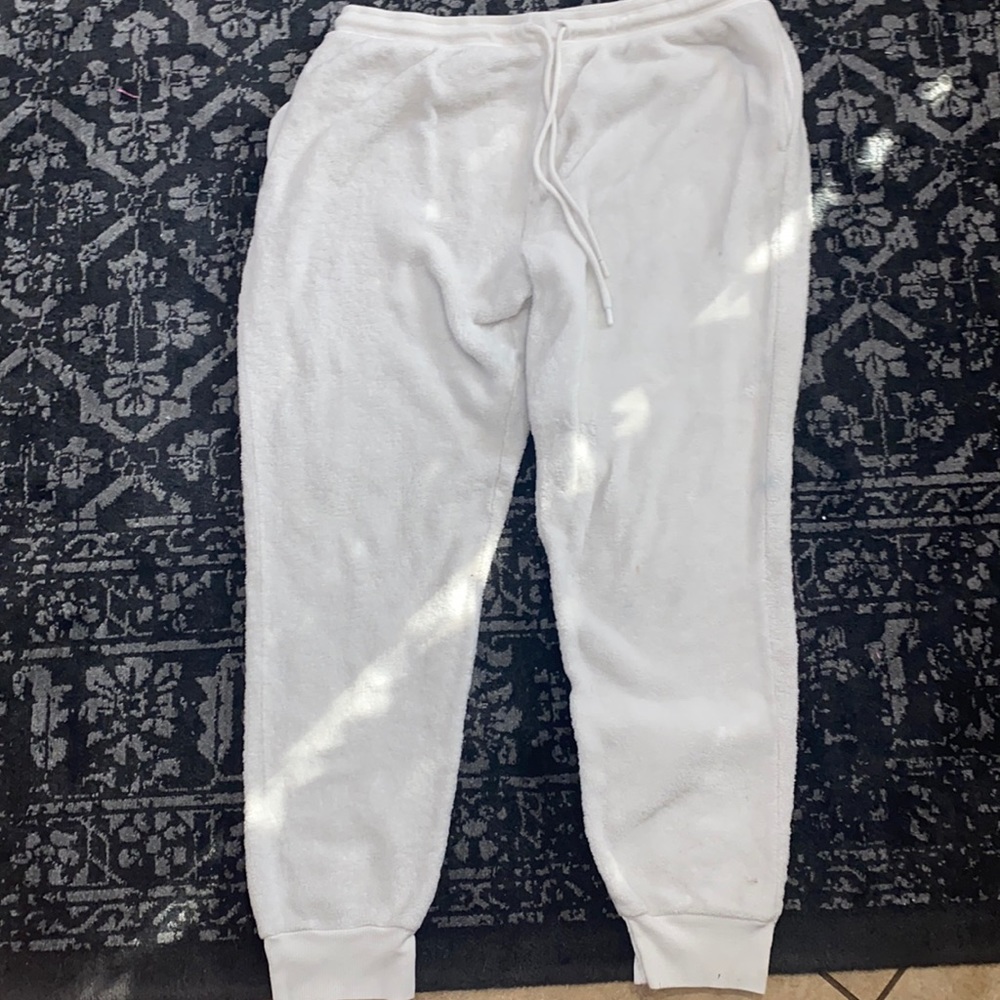 Fluffy, comfy, white pj pants